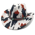 Classic western cowboy hat with cow print pattern and turquoise beaded leather band - Fedora Top Cow Print White