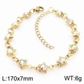 Gold stainless steel star bracelet featuring iridescent AB zircons and lobster clasp - Gold + AB Zircon (KB183066-TJG)