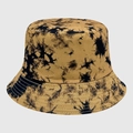 Cappello a secchiello reversibile tie-dye kaki e nero in twill di cotone estivo - M (56-58cm) / Tie-Dye Irregolare Cachi Nero (10)