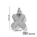 Ciondolo lettera X argento con zirconi, misura 2,9x2,1 cm, peso 7,1 g, stile hip-hop - Pendaglio argento lettera X