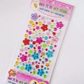 Colorful floral rhinestone stickers with pink and blue 3D crystals on clear backing - No.12 Colorful Flower
