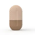 Beige silicone ice roller for face with wavy texture and water level indicator - New Shell Brown