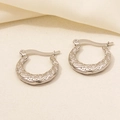 Macro detail of silver vintage-style hoop earrings featuring intricate floral relief patterns - D218-Silver Vintage Relief Ear Buckle