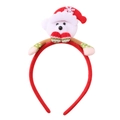 Christmas headband with white polar bear wearing red hat and brown accents - 30# Bowtie Bear
