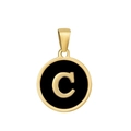 Gold and black stainless steel round pendant with bold English letter C design - Letter C