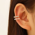 Minimalist gold ear cuff set with white pearls and sparkling clear rhinestones - Gold Pearl Rhinestone Set (8423)
