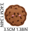 Vista dettagliata della toppa ricamata a biscotto marrone con misure 3,5 cm x 3,4 cm - N. 22-Biscottino Cartoon