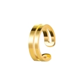 Minimalist double-layer U-shaped ear cuff in polished gold finish for non-pierced ears - 02 Double Layer Smooth (WG0-0353)
