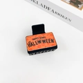 Gothic schwarze Haarspange mit orangefarbenem Happy Scary Halloween Spinnendesign - Halloween #6 - Quadrat