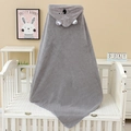 Dark grey koala hooded baby towel in soft coral fleece for newborn swaddling - 80*80cm / Grey Koala