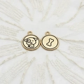 Golden zodiac dog and bone alloy pendants for DIY jewelry making on lace background - Bone Dog