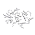 Silver DIY jewelry kit with slide tube connectors lobster clasps and extension chains - Silver