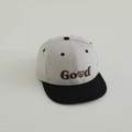 Ricamo dettagliato della scritta Good con motivo orso su cappellino a righe bimbo - 52-54cm (3-8 Anni) / Nero