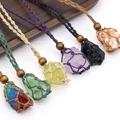 Collares de piedras de cristal naturales tejidas a mano en bolsas de malla de colores - Púrpura
