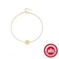 Elegante pulsera de plata de ley S925 bañada en oro con colgante redondo de letra G - Letra G / Dorado