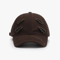 Deep brown distressed vintage canvas baseball cap with stylish frayed edge details - Dark Brown