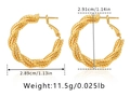 Detaillierte Maße der 18K vergoldeten geflochtenen Creolen mit 2,9 cm Größe und 11,5 g Gewicht - Gedrehter Texturgoldring-Stil (KE0887) / 18K-Gold