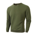 Schmal geschnittenes, armee-grünes Stepp-Sweatshirt für Herren mit Rundhalsausschnitt - S / Oberteile / Armeegrün