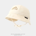 Dettaglio del cappello da sole in cotone per bambini con ricamo e cordino regolabile - 50cm (1-3 anni) / Bianco Sporco