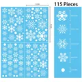 Blue and white Christmas snowflake window cling set featuring 115 pieces of assorted decals - 4 Sheets White Snowflakes Set