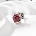 Silver turtle cartilage stud earring with large faceted red crystal and flat back design - Single Piece / Red (A575-3)