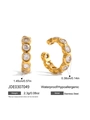 Gouden roestvrijstalen oormanchet met witte zirkonia en gedetailleerde afmetingen - Gouden Stijl (JDE0307049)