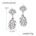 Silver coral-inspired geometric woven long drop earrings in polished stainless steel - Coral Branch / Silver