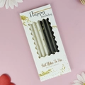Elegant black white and silver spiral birthday candles in a luxury window gift box - Wave Box Black and White Pencil Candle