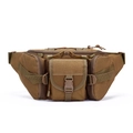 Waterproof tactical waist bag in khaki nylon with MOLLE system for outdoor sports and hiking - Khaki