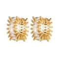 Pendientes de aro bañados en oro de 18 quilates con circonitas de talla marquesa - Aro con Pavé Completo de Circonita Marquesa (E530)