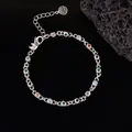 Vue détaillée du bracelet en argent S925 avec zircons colorés et fermoir mousqueton - Style de Chaîne d'Extension Éléphant Perle Argentée Irrégulière (SL0504) / Argent antique