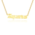 Collar signo Acuario en acero de titanio dorado con colgante de letra gótica - Acuario / Dorado