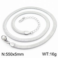 5mm silver stainless steel flat blade herringbone chain necklace for men and women - 5mm x 55cm / Silver