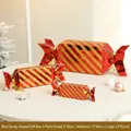 Set di 3 scatole regalo rosse a forma di caramella con strisce dorate per Capodanno - Set da 3 Pezzi Rosso