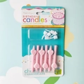 Set of 6 pink heart-shaped birthday candles on white holders for cake decoration - Pink Heart Straight Candle