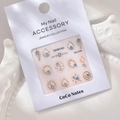 Maillard mini K9 rhinestone nail art stickers with blue and white gems on display card - MJ-026 Gold Foil Style