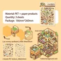 DIY coffee shop miniature landscape stickers with PET material for journaling - Coffee Scene Cupboard