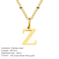 Minimalist stainless steel beaded chain necklace with 14K gold initial Z pendant - Letter Z / Gold