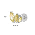 Titanium flat back stud earring with yellow marquise gems measuring 0.56cm by 0.67cm - Silver Leaf Arc Style (T2522-1#银) / 1.2*8mm
