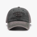 Vintage gewaschene anthrazitgraue Baseballkappe mit Originals-Stickerei und grüner Naht - Verstellbar / Kaffeebraun