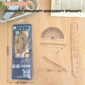 Cute 4-piece transparent plastic ruler set with wave edge and blue motivational card - Inspirational Quote Set