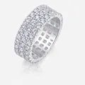 Three-row moissanite eternity ring in 925 sterling silver with polished silver finish - Three-Row Eternity Drill Style (R13721)