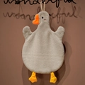 Hanging duck-shaped hand towel made of soft grey coral fleece for kitchen use - Goose Grey