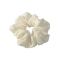 Übergroßes cremefarbenes Scrunchie aus gestreiftem Stoff mit silbernen Glitzerdetails - Gebrochenes Weiß