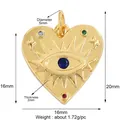 Golden heart lucky eye pendant with blue crystals and colorful gemstones detail - Gold Heart Gem