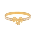 Bracelet nœud papillon doré en acier inoxydable serti de diamants blancs rectangulaires - Style Nœud Brossé (3#)