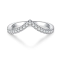 Elegant V-shaped S925 sterling silver ring for women with micro-set cubic zirconia stones - US 5 / Silver