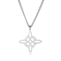 Collier avec pendentif noeud de sorcière en acier inoxydable argenté au design géométrique - Acier Argenté Noeud de Sorcière Forme S 1