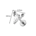Silver lobster-shaped titanium piercing stud with a teardrop crystal, size 0.74cm x 0.81cm - Lobster Design with Zirconia (T2546-5# Silver)