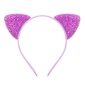 Sparkly purple sequin cat ear headband with matching satin wrapped band for girls - Violet